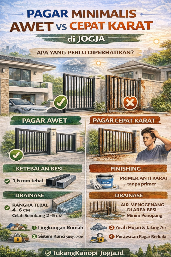 Infografis Desain Pagar Rumah Minimalis di Jogja Tips Agar Tidak Cepat Karat dan Tetap Aman